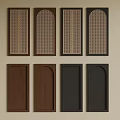 Brown And Black Wardrobe Doors With Rectangular Arched Top Lattice And Solid Panels 3d model