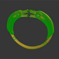Detailed Artistic Golden Dragon Heads Intertwined Biting Forming Unique Circular Ring