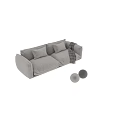 Black White Striped And Beige Two Seater Sofa With Soft Cushions And Blanket