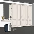 Elegant Wardrobe Interior Design With Dressing Table Mirror Stool And Floral Decor 3d model