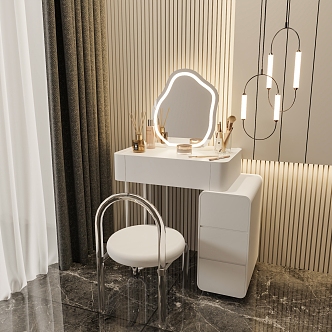 Dressing Table Dressing Table Dressing Chair Glass Chair Chandelier Curtain Dressing Mirror Cosmetics 3d model