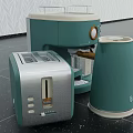 Modern Green and Silver Kitchen Appliances Including Coffee Machine Toaster and Kettle
