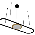 Modern Black Metal Linear Chandelier With Circular LED Lights for Dining Room