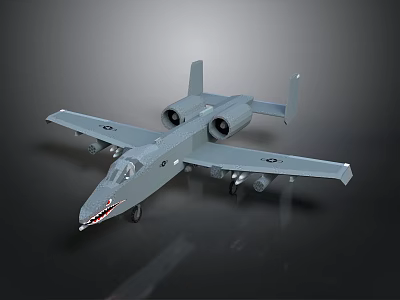 Gray Military Space Plane Model With Twin Engines Shark Mouth And Wing Mounts 3d model