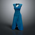 Artistic Blue Dress Sculpture With Elegant Carved Design And Flowing Form
