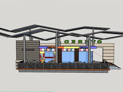 Modern GERMO Building Exterior Design With Colorful Facade And Geometric Roof 3d model