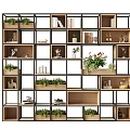 Modern Storage Shelving Unit with Multiple Compartments Plants Books and Decorative Items 3d model