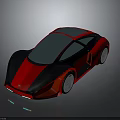 Red And Black Concept Sports Car With Sleek Aerodynamic Design Transparent Roof And Stylish Wheels
