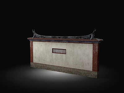 Ancient Traditional Wall Structure With Classic Roof Tiles And Stone Base Design 3d model