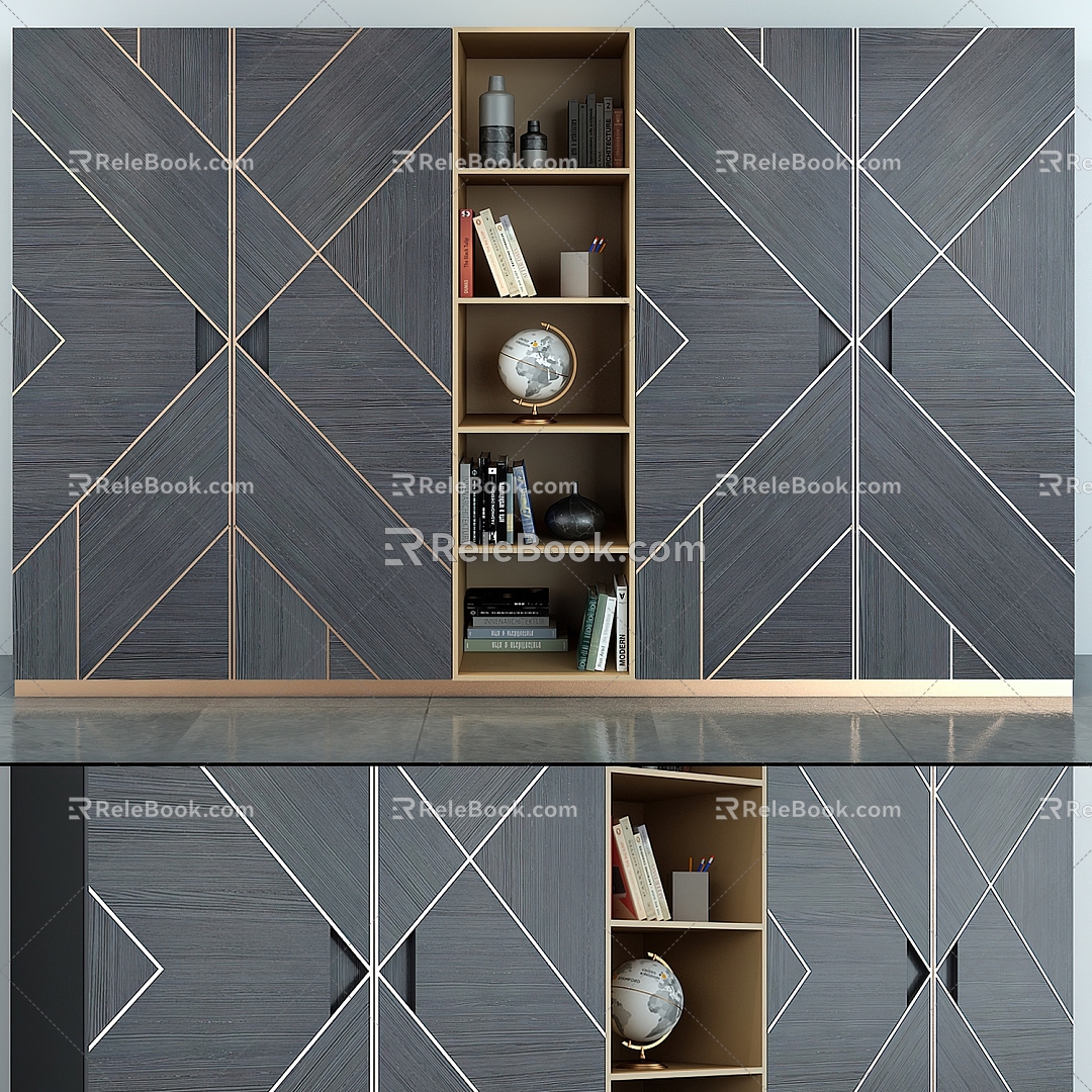 Bookcase Decorative Cabinet 3d model