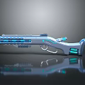 Futuristic Sci Fi Gun With Silver And Blue Design And Glowing Blue Elements 3d model