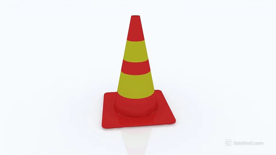 High Visibility Red And Yellow Striped Traffic Cone For Road Safety Equipment 3d model 