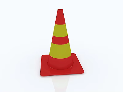 High Visibility Red And Yellow Striped Traffic Cone For Road Safety Equipment 3d model