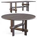 Round Wood Dining Table With Simple Cross Leg Design And Smooth Natural Surface