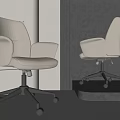 Modern Beige Office Chair With Armrests And Rolling Wheels For Workspace