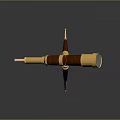Vintage Decorative Telescope With Wooden Tripod And Golden Accent Details