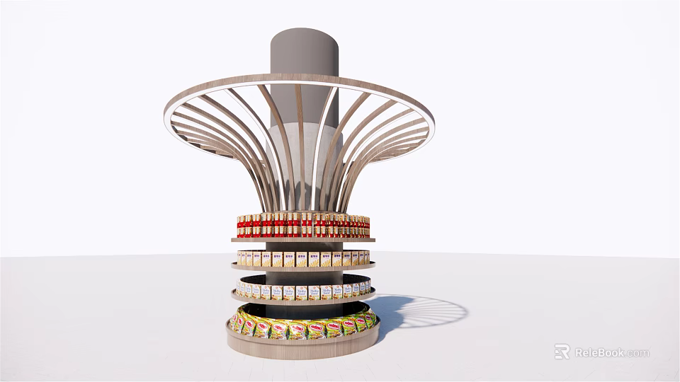Elegant Modern Multi tiered Display Shelf with Circular Tiers for Product Showcase Design 3d model 