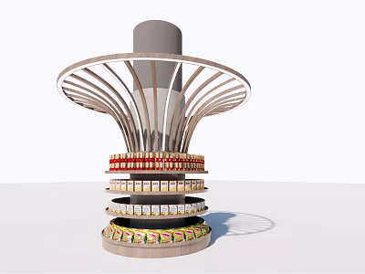 Elegant Modern Multi tiered Display Shelf with Circular Tiers for Product Showcase Design 3d model