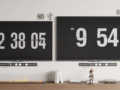 Large Size TVs With Digital Display In Modern Living Room 3d model