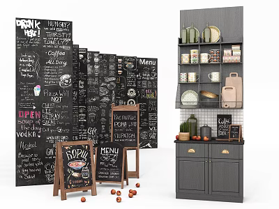 Wooden Framed Chalkboard Signs As Decorative Wall Hangings For Kitchen 3d model