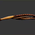 Handcrafted Leather Whip with Braided Design and Wooden Handle for Daily Use