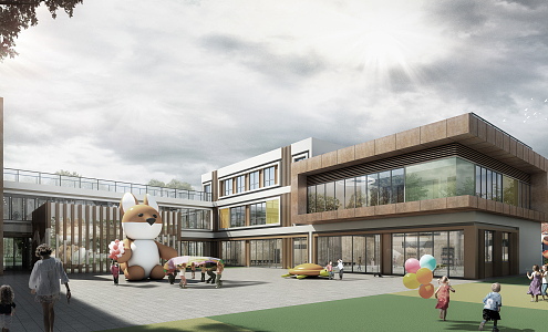 modern kindergarten building 3d model