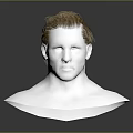 Detailed White Male Bust Sculpture With Brown Hair On Gray Background