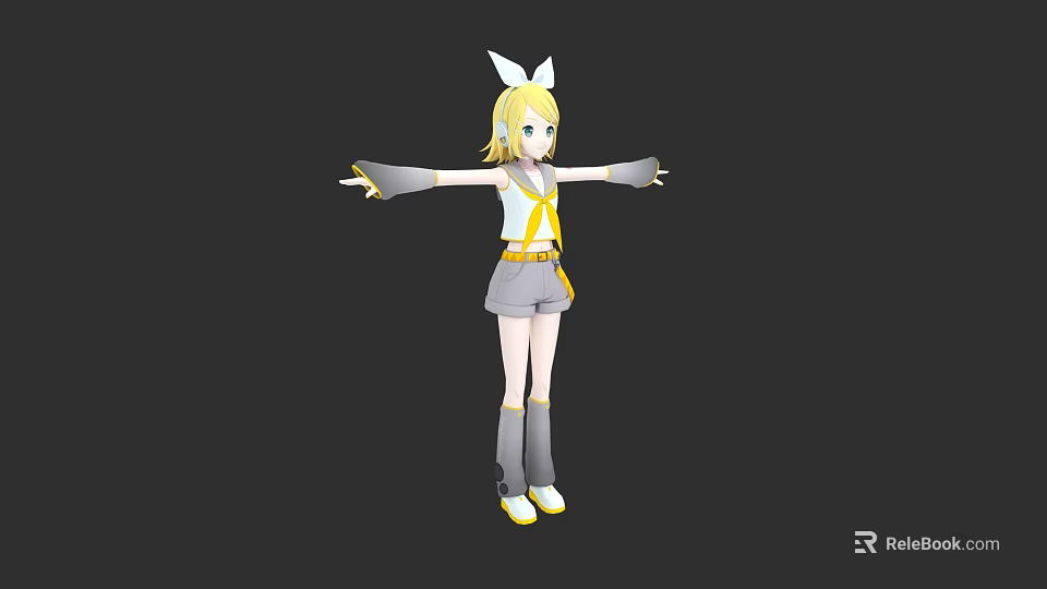 Game and Movie Character With Blonde Short Hair White Rabbit Ears White Top Yellow Accents 3d model 