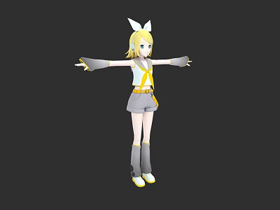 Game and Movie Character With Blonde Short Hair White Rabbit Ears White Top Yellow Accents 3d model