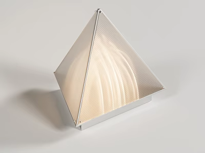 Pyramid Shaped Modern Table Lamp With Transparent Shade White Ribbed Light And Metal Base 3d model