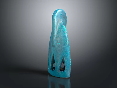 Abstract Blue Sculpture Carving With Unique Organic Shape And Triangular Cutouts 3d model