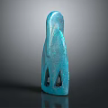Abstract Blue Sculpture Carving With Unique Organic Shape And Triangular Cutouts