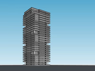 Contemporary Modern High Rise Building Exterior Design With Stacked Floors And Glass Facade 3d model