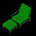 Modern Blue Upholstered Lounge Chair With Black Frame And Matching Ottoman