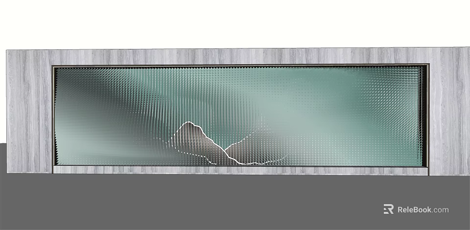 Modern Feature Wall Design With Textured Glass And Wooden Frame Details 3d model 