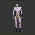 Pink Muscular Game and Movie Character Wearing Golden Accented Costume in Standing Pose 3d model