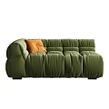 Modern Modular Multi Seater Sofa In Green And Beige Velvet With Button Design 3d model