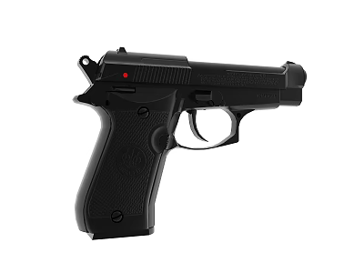 Black Modern Tactical Pistol With Red Indicator Ergonomic Grip And Trigger 3d model