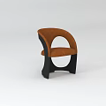 Modern Single Chair With Orange Cushion And Black Curved Frame Design