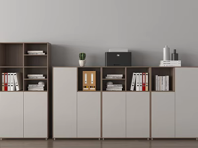 Modern File Cabinets with Storage Shelves File Folders and Printer for Office Organization 3d model