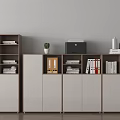 Modern File Cabinets with Storage Shelves File Folders and Printer for Office Organization 3d model