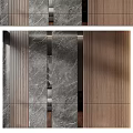 Modern Sofa Backdrop Wall Design With Marble Panels And Wooden Accents
