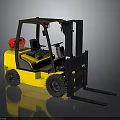 Yellow Heavy Duty Industrial Forklift With Red Gas Cylinder Black Forks And Cab