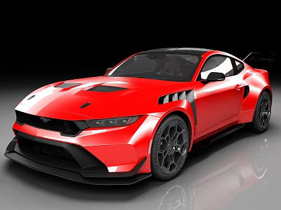 Sleek Red Sports Car With Aggressive Body Design And Black Accent Details 3d model