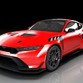 Sleek Red Sports Car With Aggressive Body Design And Black Accent Details
