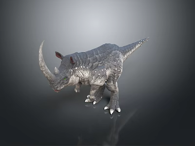 3D Rendered Triceratops Model With Large Horns Textured Gray Skin And Spiked Back 3d model