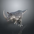 3D Rendered Triceratops Model With Large Horns Textured Gray Skin And Spiked Back