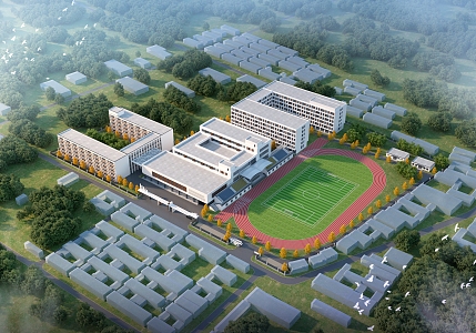 School Gate Stadium Football Stadium Teaching Building Playground 3d model