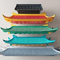 Traditional Chinese Ancient Architecture Colorful Roofs with Curved Eaves Design