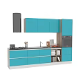 Modern Kitchen With Turquoise Cabinets Cooking Art And Oven Appliances